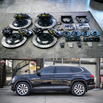 Купить Форжирование VW Большой тормозный комплект Передний 6 поршневый и задний 4 поршневый калибр с держателем EPB Малый калибр для Teramont 20 дюймов онлайн изготовление